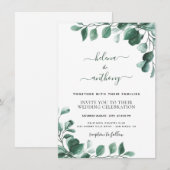 予算に優しいユーカリグリーンの結婚式招待状 案内状 (正面/裏面)