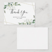 予算に優しいユーカリグリーンの葉のウェディング感謝カード ノートカード (正面/裏面)