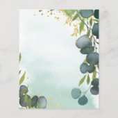 予算に優しいユーカリ植物のデザインが施されたウェディング招待状 (裏面)