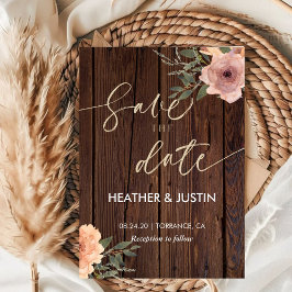 予算に優しいラスティックなスクリプトのストリングライトとレースのウェディング セーブザデート