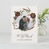 予算に優しいラスティックな葉の結婚式招待状 招待状 (スタンド正面)