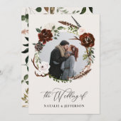 予算に優しいラスティックな葉の結婚式招待状 招待状 (正面/裏面)