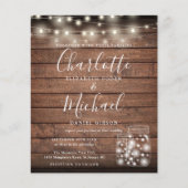 予算に優しいラスティックウッドメイソンジャー結婚式招待状 (正面)