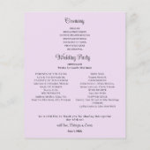 予算に優しいラベンダー写真結婚式プログラム (裏面)