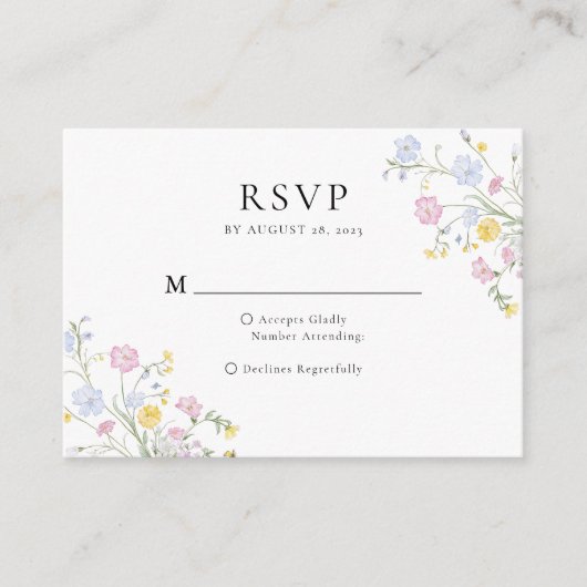 予算に優しいロココ調の花の紋章の結婚式RSVP エンクロージャーカード (正面)