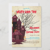 予算に優しい不気味なハロウィンのお化け屋敷パーティーの衣装 招待状 (正面)