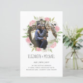 予算に優しい写真ウェディング招待状 - 花の輪 (スタンド正面)