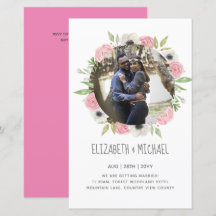 予算に優しい写真ウェディング招待状 - 花の輪