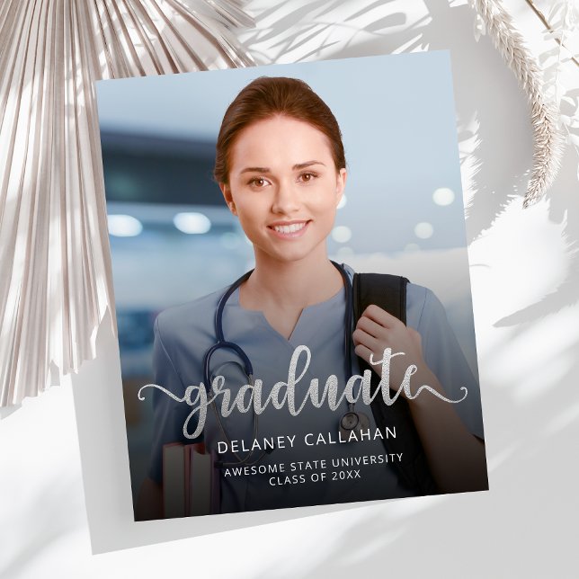 予算に優しい写真シルバー スクリプト卒業発表 (クリエイターアップロード済み)