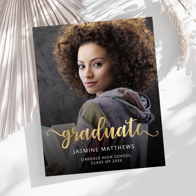 予算に優しい写真付きゴールドスクリプト卒業発表 (クリエイターアップロード済み)