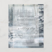 予算に優しい冬の雪の松林の結婚式招待状 チラシ (正面)