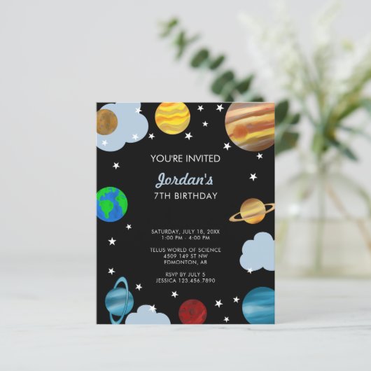予算に優しい惑星の誕生日宇宙ギャラクシー招待状 (スタンド正面)