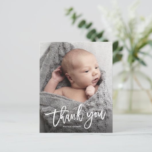 予算に優しい手書き写真ベイビー感謝カード (スタンド正面)