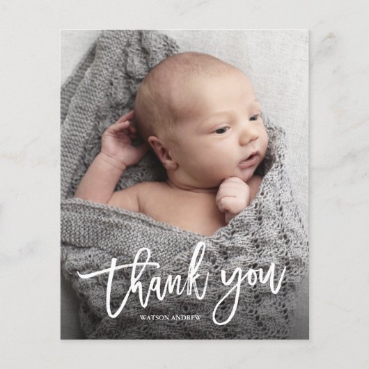 予算に優しい手書き写真ベイビー感謝カード (正面)