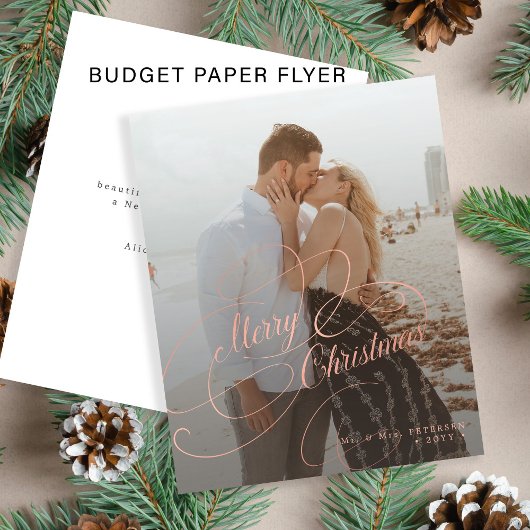 予算に優しい新婚写真のクリスマスホリデーカード チラシ