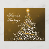 予算に優しい星のクリスマスツリー ゴールド ホリデーカード (正面)