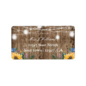 予算に優しい木製ひまわり ブライダルシャワーの住所ラベル ラベル (正面)