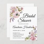 予算に優しい水彩画の結婚前お茶会招待状 (正面/裏面)