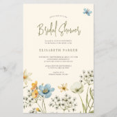 予算に優しい水彩花のウェディングシャワー招待状 チラシ (正面)