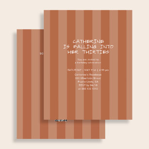 予算に優しい秋の誕生日パーティーのストライプオレンジQRコード チラシ