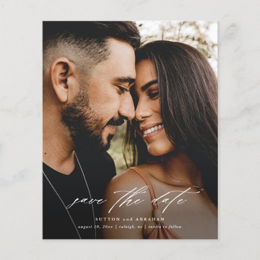 予算に優しい結婚式の写真セーブ・ザ・デート チラシ (正面)