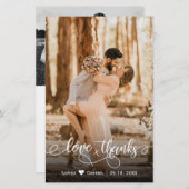 予算に優しい結婚式の写真 タイポグラフィー 感謝カード (正面/裏面)