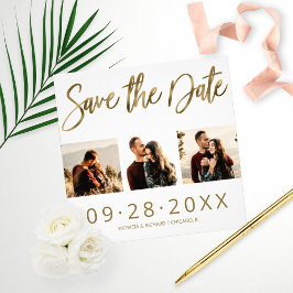 予算に優しい結婚式の3枚の写真コラージュSave The Date フォトプリント