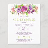 予算に優しい花を飾った結婚式のカップルシャワー招待状 (正面)
