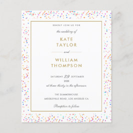 予算に優しい虹色のコンフェッティ写真ウェディング招待状