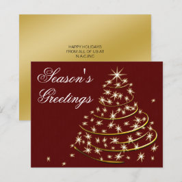 予算に優しい赤と金クリスマスツリーホリデーカード