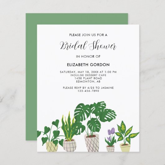 予算に優しい鉢植えの植物 ブライダルシャワーのグリーン (正面/裏面)