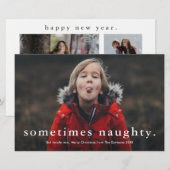 予算に優しい面白いイケナイ3枚の写真のクリスマスカード (正面/裏面)