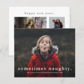 予算に優しい面白いイケナイ3枚の写真のクリスマスカード (正面/裏面)