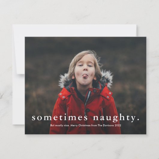 予算に優しい面白いイケナイ3枚の写真のクリスマスカード (正面)