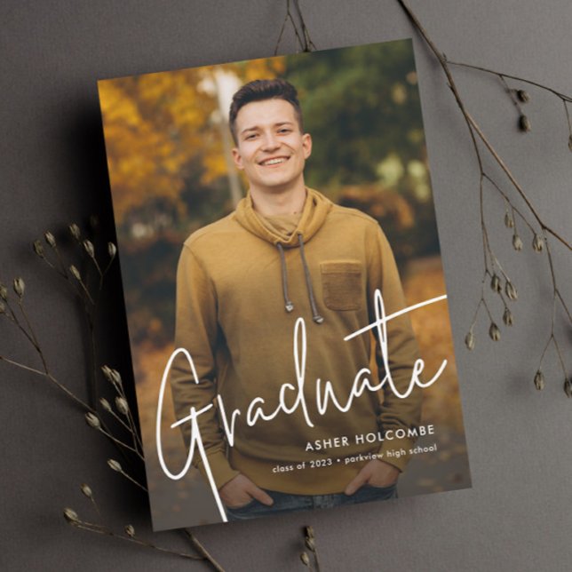 予算に優しい2枚の写真を使った卒業発表カード (クリエイターアップロード済み)