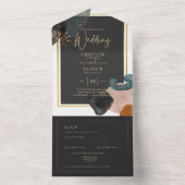 予算に優しい アースカラーの抽象的なウェディング オールインワン招待状 (内側)