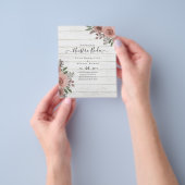 予算に優しい ウエディング 招待状 ワインレッド 花柄 チラシ (手)