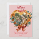 予算に優しい エレガントな 赤いリボン クリスマス フォト ホリデー (正面)