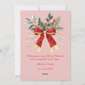 予算に優しい エレガントな 赤いリボン クリスマス フォト ホリデー (裏面)