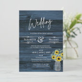 予算に優しい カントリーウェディング 青と黄色のひまわり招待状 (スタンド正面)