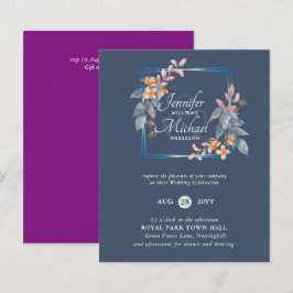 《予算に優しい》 ガーデンリーフ・秋の結婚式招待状・ターコイズブルー