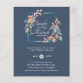 《予算に優しい》 ガーデンリーフ・秋の結婚式招待状・ターコイズブルー (正面)