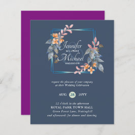 《予算に優しい》 ガーデンリーフ・秋の結婚式招待状・ターコイズブルー