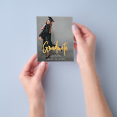 予算に優しい ゴールド ブラシ 卒業発表 フォト チラシ (手)