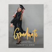 予算に優しい ゴールド ブラシ 卒業発表 フォト チラシ (正面)