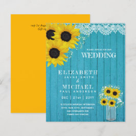 予算に優しい！シンプルなひまわりとスターチスを使ったウェディング招待状