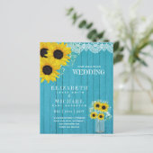 予算に優しい！シンプルなひまわりとスターチスを使ったウェディング招待状 (スタンド正面)
