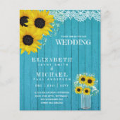予算に優しい！シンプルなひまわりとスターチスを使ったウェディング招待状 (正面)
