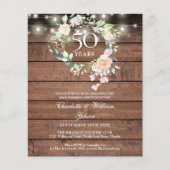 予算に優しい シンプルな花柄 50周年記念 招待状 (正面)