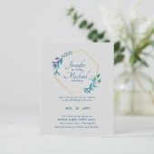 **予算に優しい** ティール パープル ゴールド リース ウェディング 招待状 (スタンド正面)